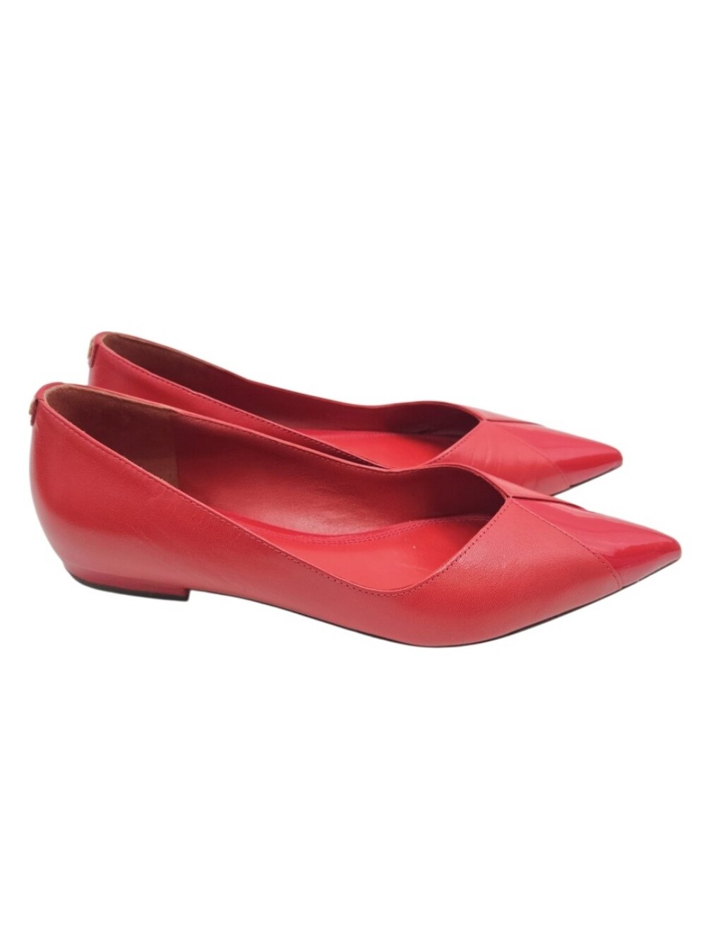 Tory Burch Bright Red Pointed Leather Flats